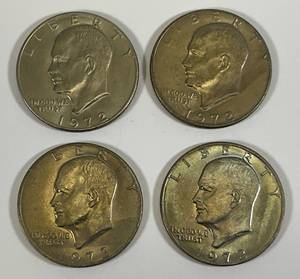 lot 26 image: 1972 No Mint Mark Eisenhower One Dollar Coins