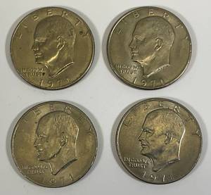 lot 29 image: 1971 No Mint Mark Eisenhower One Dollar Coins