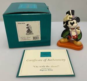 lot 242 image: Vintage WDCC Mickey Mouse Magician Mickey  On With The Show 1997 Membership Sculpture In Original Box With COA