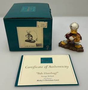 lot 245 image: Vintage WDCC Donald Duck Bah Humbug Scrouge McDuck Mickeys Christmas Carol In Original Box With COA