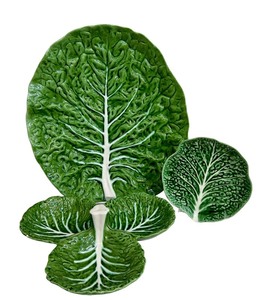 lot 51 image: Vintage Secla and Bela Portugal Leaf Majolica Platter and Serving Dishes Set