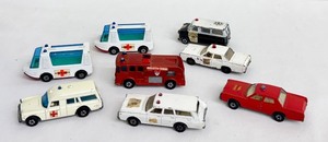 lot 108 image: Set of 8 Vintage Matchbox Emergency Vehicles by Lesney
