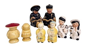 lot 141 image: Set of 4 Asian-Inspired Vintage Ceramic Salt and Pepper Shaker Pairs