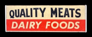 lot 26R image: Vintage Light-Up Quality Meats Dairy Foods Sign