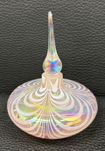lot 100A image: Iridescent Art Glass Perfume Dabber Bottle