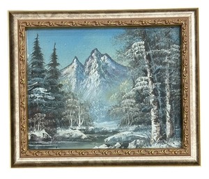 lot 105AA image: Framed Winter Mountain Landscape Print
