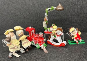 lot 151 image: Set of 6 Hershey Holiday Ornaments Assorted Designs