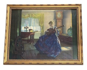 lot 153AA image: Marguerite S. Pearson Framed Print Woman with Guitar