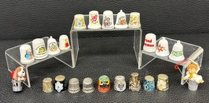 lot 191 image: Assorted Decorative Thimble Collection Ceramic and Metal Designs