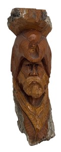 lot 246 image: Doug Hicks Wood Hand Carving of Bearded Man