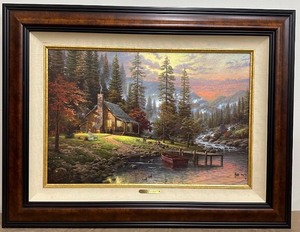 lot 5A image: Thomas Kinkade A Peaceful Retreat Framed Canvas Signed Limited Edition Gallery Print