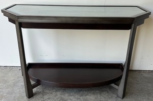 lot 15 image: Contemporary Glass Top Console Table with Lower Shelf
