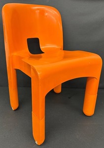 lot 28 image: Vintage Kartell 860 Orange Plastic Chair by Prof Joe Colombo, Made in Italy
