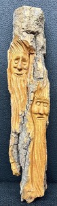 lot 46 image: Hand-Carved Wood Spirit Faces in Bark Wall Art