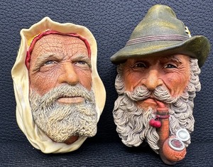 lot 47 image: Pair of Vintage Bossons Chalkware Wall Head Plaques