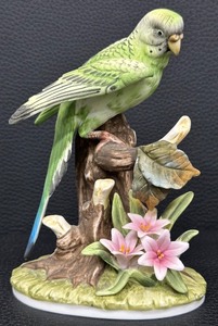 lot 61 image: Andrea by Sadek Parakeet Porcelain Figurine with Flowers