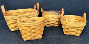 lot 99 image: Longaberger Miniature Collectors Basket Collection - Set of 3 and 1 Small Basket