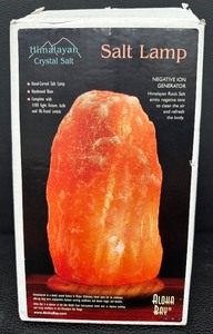 lot 112 image: Himalayan Crystal Salt Lamp with Hardwood Base, New