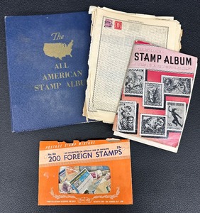 lot 232 image: Collection of US and Foreign Postage Stamp Albums with Loose Stamps