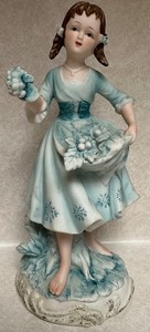 lot 224 image: Andrea by Sadek Porcelain Figurine Girl in Blue Dress