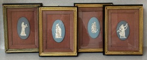 lot 226 image: Set of 4 Framed Wedgwood Style Jasperware Plaques