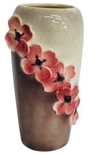 lot 164 image: Vintage Ceramic Vase with Pink Floral Relief Design