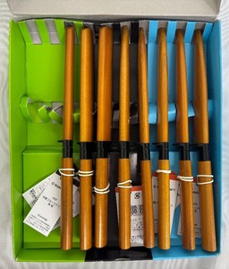 lot 216 image: Set of 8 Suncraft Fruit Knives with Wood Handles - 5 with Sheaths