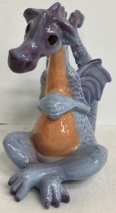 lot 225 image: Peachstone California Blue Ceramic Dragon Figurine 4 Inches