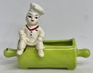 lot 228 image: Hollywood Ceramic Match Holder with Little Baker on Green Rolling Pin