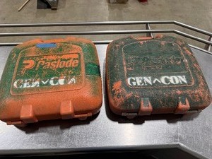lot 108 image: Two Tools Paslode Angled Finish Nailer IM250A and Paslode Impulse Cordless Utility Framing Nailer IM 350CT (Untested)