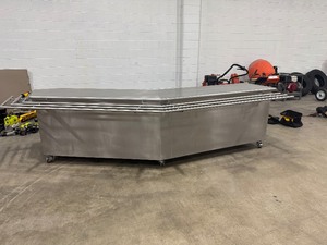 lot 51 image: Stainless Steel Cafeteria Service Station  11 long x 35 wide to Serving Area x 35 High. Cabinets are 21 Deep.