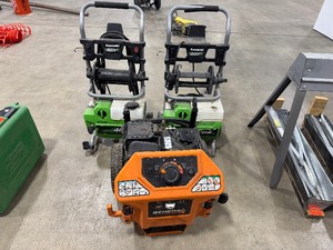 lot 168 image: Handymans Special - Three Pressure Washers - Generac (Gas), Two Electric Kowasaki. Unable to test. Missing Parts.