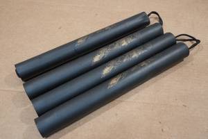 lot 198 image: 2 Bruce Lee Black Dragon Foam Nunchucks