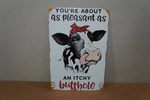 lot 237 image: Novelty Metal Sign - Itchy Butthole
