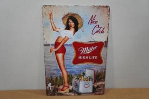 lot 239 image: Novelty Metal Sign - Miller High Life