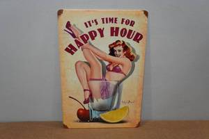 lot 244 image: Novelty Metal Sign - Happy Hour