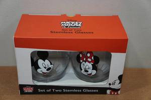 lot 262 image: Set of 2 Mickey Mouse Stemless Wine Glasses