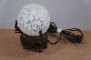 lot 263 image: Vintage Murano Style Glass Globe with Brass Elephant