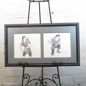 lot 159 image: 2 Framed one-of-a-kind sketches of Gaston - Beauty and the Beast by Andreas Deja