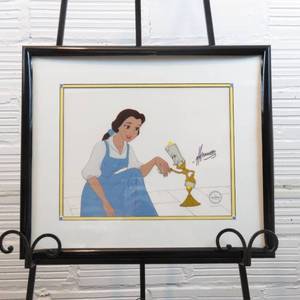 lot 168 image: 20 x 17 Beauty and the Beast Lumiere & Belle Sericel Signed by Nik Ranieri - Only 12 signed