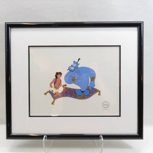 lot 19 image: 21 x 17 Aladdin, Abu and Genie Serigraph Cel Limited Edition of 2500