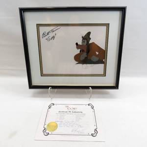 lot 68 image: Goofy The Prince & the Pauper Hand Painted Cel 1990 Signed by Bill Farmer 19 x 16
