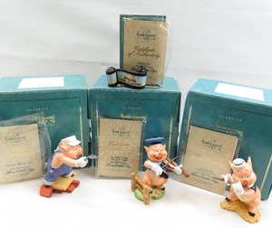 lot 109 image: WDCC The Three Little Pigs Lot of 4 - Fifer, Fiddler, Practical Pig and Title