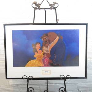 lot 178 image: 36 x 25 Framed Beauty and the Beast Disney Gallery Images Poster Belle and Beast