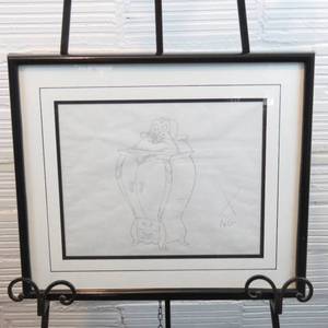 lot 181 image: 20 x 17 Framed Original 1991 Disney One-of-a-kind Animation Pencil Drawing Beauty and the Beast Wardrobe