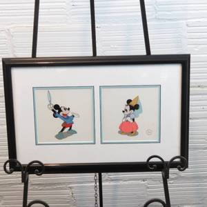 lot 182 image: 21 x 14 Framed The Brave Little Tailor Mickey and Minnie Mouse Storybook Sweethearts Sericel