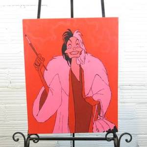 lot 183 image: 20 x 16 Interpretation of Cruella Deville Acrylic Painting by John Jenkins
