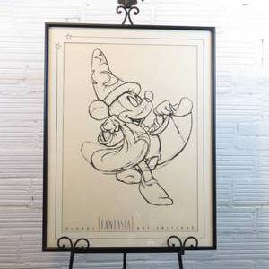 lot 190 image: 35 x 26 Original 1993 Art Poster of Mickey as the Sorcerers Apprentice Fantasia Created from an Archived Drawing SIGNED