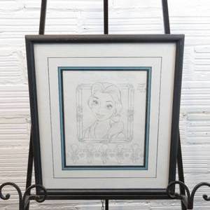 lot 172 image: 17 x 15 Original 1992 Merchandise Pencil Drawing Beauty and the Beast Belle By Artist Marc Delle