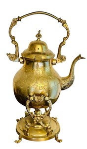 lot 11C image: B2-Vintage Middle Eastern - Spirit Kettle, Tea Pot with Handle, Stand and Warmer